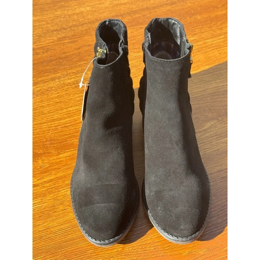 White Mountain Jodi Black Ankle Boots Women 7M Side Zip Low Heel Comfort